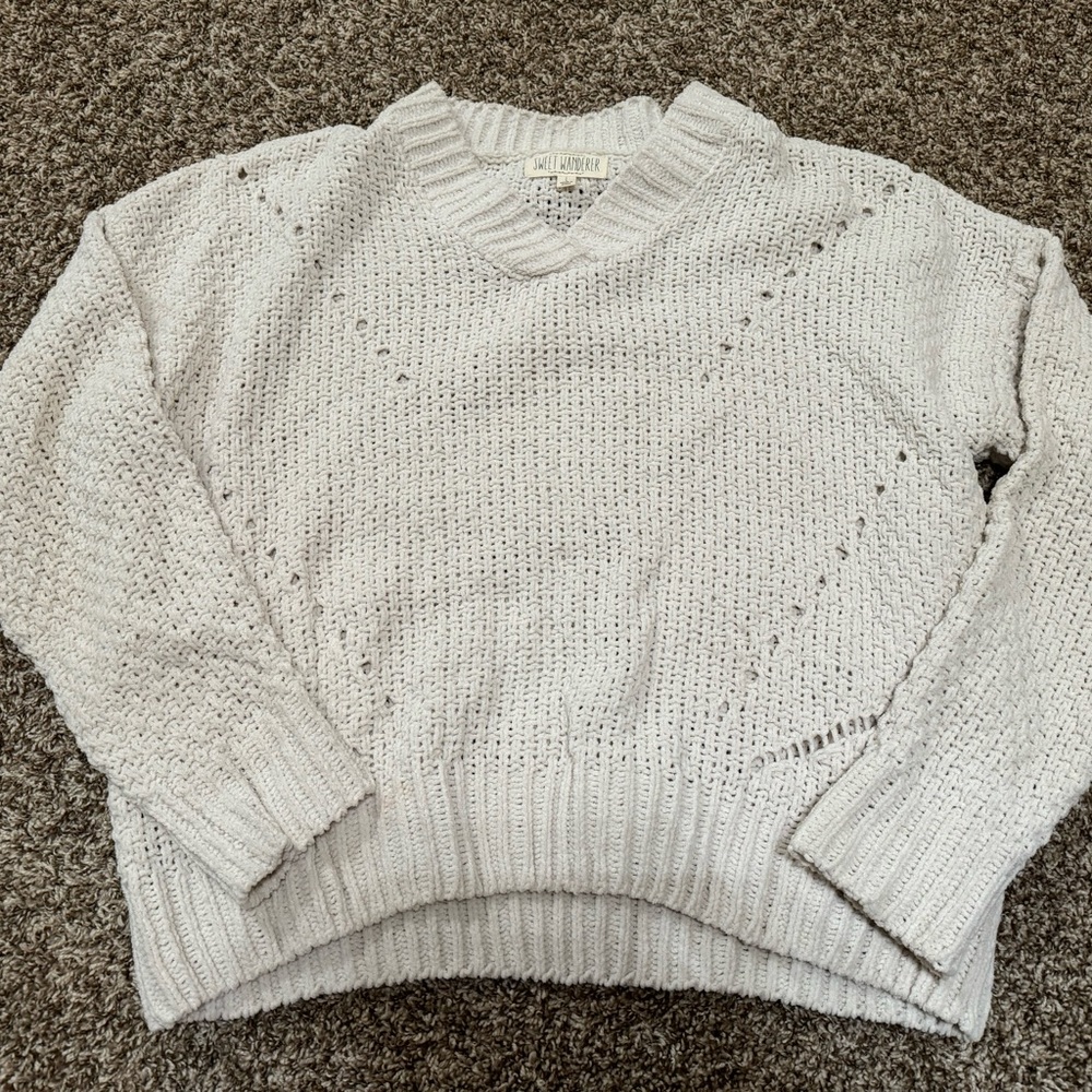 White soft knit sweater